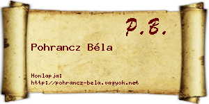 Pohrancz Béla névjegykártya